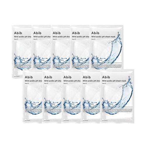 Abib Mild Acidic pH Sheet Mask Aqua Fit 10 Sheets I Intense Hydrating and Moisturizing Care for Dry and Dehydrated Skin
