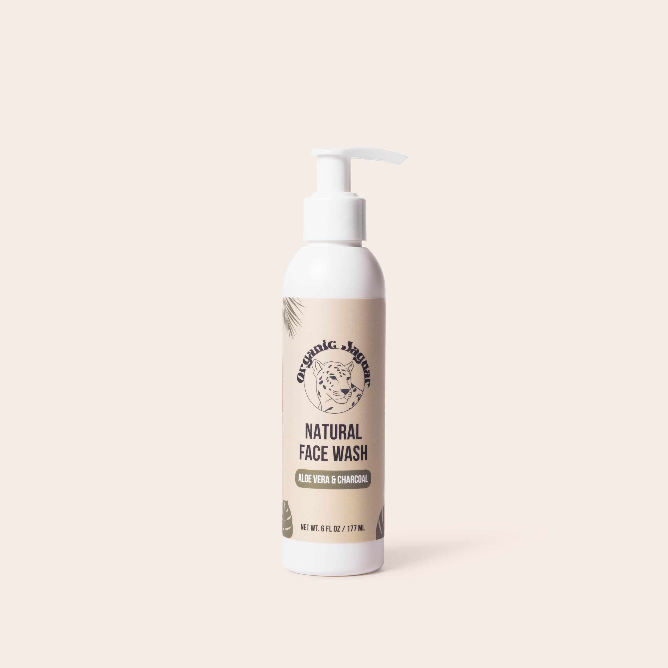 Organic Jaguar Aloe Vera and Charcoal Face Wash for Skin Care Makeup Remover Hydrating Facial Cleanser with Hyaluronic Acid Pore Cleaner Cleansing Skincare for Oily to All Skin Types 6 fl oz